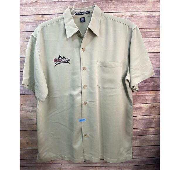 Coors Light Button-Up Shirt Size XL Beige Embroidered Logo Devon & Jones - Picture 1 of 8